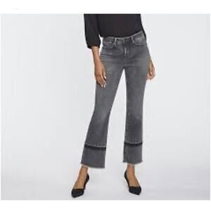 NYDJ Fiona Slim Flare Jeans with Fray Hem Nobelle Grey Size 10
